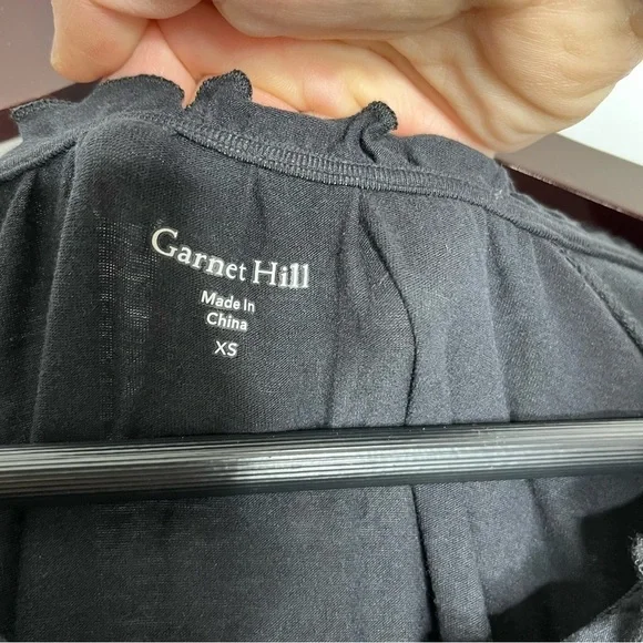 Garnet Hill Size XS Long Sleeve Black Peasant Dress Organic Cotton Boho - Picture 3 of 6